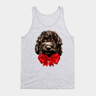 Dog Cute Vintage Puppy Pet with Red Bow Tank Top